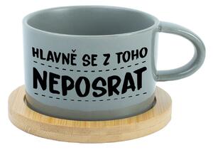 HLAVNĚ SE Z TOHO NEPOSRAT - šedý hrníček makronka 200 ml