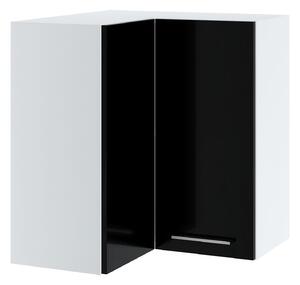 Kuchyňská rohová skříňka ZAHARA - šířka 65 cm, lesklá černá / bílá