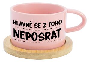 HLAVNĚ SE Z TOHO NEPOSRAT - růžový hrníček makronka 200 ml