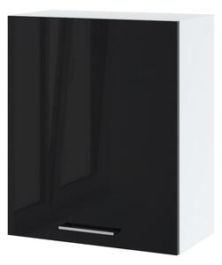 Horní kuchyňská skříňka ZAHARA - šířka 60 cm, lesklá černá / bílá