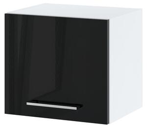 Závěsná kuchyňská skříňka ZAHARA - šířka 40 cm, lesklá černá / bílá