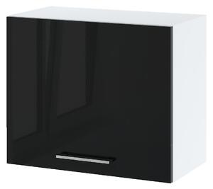 Digestořová skříňka ZAHARA - šířka 60 cm, lesklá černá / bílá