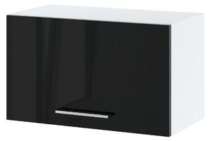 Závěsná kuchyňská skříňka ZAHARA - šířka 60 cm, lesklá černá / bílá