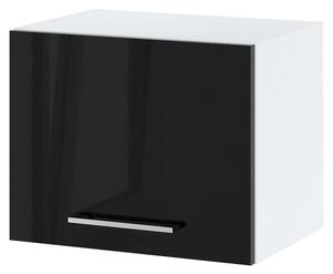 Závěsná kuchyňská skříňka ZAHARA - šířka 45 cm, lesklá černá / bílá