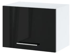Závěsná kuchyňská skříňka ZAHARA - šířka 50 cm, lesklá černá / bílá