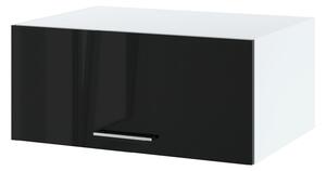 Kuchyňská závěsná skříňka ZAHARA - šířka 80 cm, lesklá černá / bílá