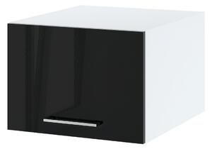 Kuchyňská závěsná skříňka ZAHARA - šířka 50 cm, lesklá černá / bílá