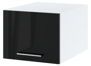 Kuchyňská závěsná skříňka ZAHARA - šířka 45 cm, lesklá černá / bílá