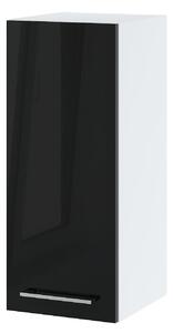 Policová kuchyňská skříňka ZAHARA - šířka 40 cm, lesklá černá / bílá