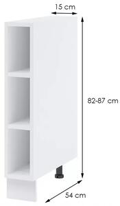 Dolní otevřená skříňka AYLA - šířka 15 cm, bílá, nožky 10 cm