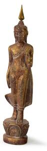 Narozeninový Buddha, pondělí, teak, hnědá patina, 26cm