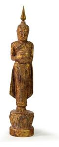 Narozeninový Buddha, středa, teak, hnědá patina, 26cm