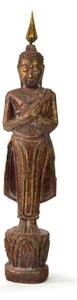 Narozeninový Buddha, pátek, teak, hnědá patina, 26cm