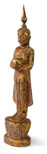 Narozeninový Buddha, středa, teak, hnědá patina, 23cm