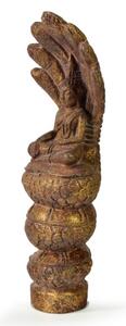 Narozeninový Buddha, sobota, teak, hnědá patina, 26cm