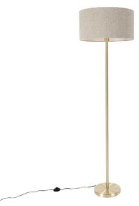 Stojací lampa z mosazi s boucle stínidlo taupe 50 cm - Simplo