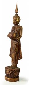Narozeninový Buddha, středa, teak, hnědá patina, 35cm