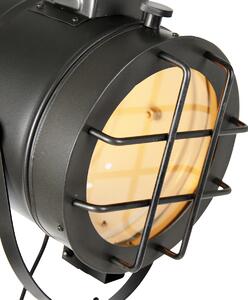 Stativová stojací lampa černá s dřevěným studiovým bodem - Lesklá