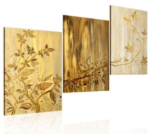 Ručně malovaný obraz - Zlaté listí 120x60