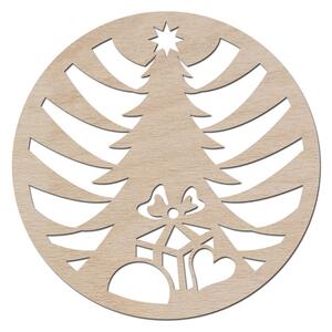 Dřevo života | Angelína Vánoční dřevěné podtácky VÁNOČNÍ STROM | Rozměry Ø: 10 | Barevný dekor: Ořech