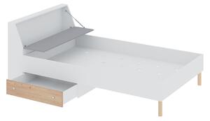 Jednolůžková postel s úložným prostorem 120x200 ALANEN - dub artisan / šedá / bílá