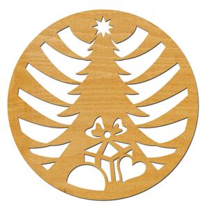 Dřevo života | Angelína Vánoční dřevěné podtácky VÁNOČNÍ STROM | Rozměry Ø: 10 | Barevný dekor: Buk