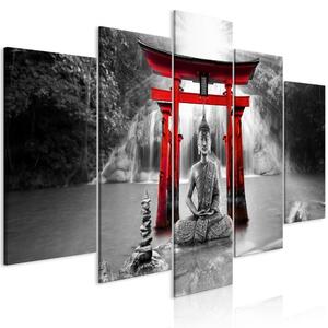 Obraz - Úsměv Buddhy - červený 100x50