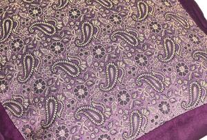 Fialový saténový povlak na polštář s výšivkou paisley, zip, 40x40cm