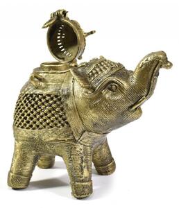 Slon "tribal art", mosazná soška, otevírací, 13cm (6B)