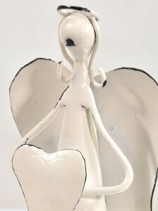 Kovová soška anděla, bílá, 9x7x18cm