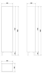 Cersanit Smart, vysoká skříňka 170x42x32 cm, bílá, S568-006