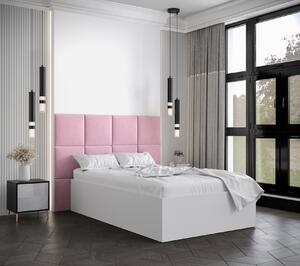 Jednolůžko s čalouněnými panely MIA 4 - 120x200, bílé, růžové panely
