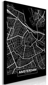 Obraz - Tmavá mapa Amsterdamu 60x90