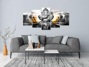 Obraz - Buddha Styl - stříbrný 100x50