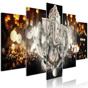 Obraz - Buddhova filozofie - stříbrná 100x50