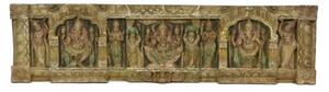 Vyřezávaný panel Ganesh, malovaný, 123x32x5cm