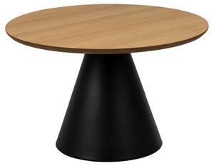 MAZZONI EXPORT BOSCO Přírodní dub/černá noha - KULATÝ KÁVOVÝ STOLEK 65 cm DO OBÝVACÍHO POKOJE DÝHOVANÝ
