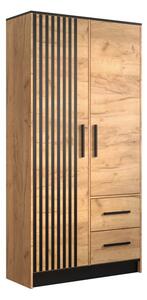 Designová šatní skříň MARTINUS 7 - šířka 103 cm, dub zlatý / černá