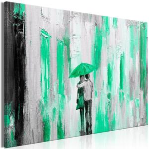 Obraz - Zamilovaný deštník - zelený 120x80