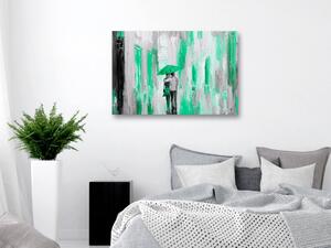 Obraz - Zamilovaný deštník - zelený 90x60