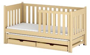 Dětská postel s přistýlkou a úložným prostorem KAENA - 90x190, borovice