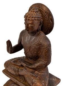 Dřevěná socha Buddhy z jižní Indie, rain tree wood, 16x10x29cm