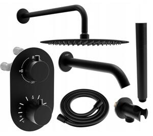Mexen Kai DR70 Podomítkový vanový a sprchový set s dešťovou sprchou 25 cm, Černá - 77602DR70251-70