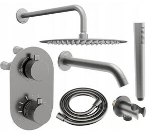 Mexen Kai DR70 Podomítkový vanový a sprchový set s dešťovou sprchou 25 cm, Grafitově černá - 77602DR70251-66