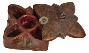 Krabička na Tiku, antik, teakové dřevo, ručně vyřezaná, 10x10x7cm