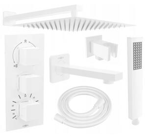Mexen Cube DR02 Podomítkový vanový a sprchový set s dešťovou sprchou 25 cm, Bílá - 77503DR0225-20