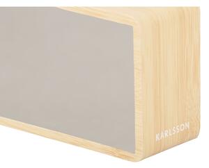 LED budík ve stříbrné barvě a dekoru světlého dřeva Karlsson Mirror