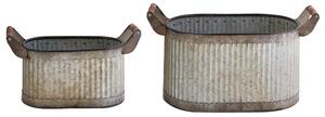 Sada 2 květináčů TULIPE Kov 31/41 cm Šedá
