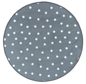 Vopi koberce AKCE: 100x100 (průměr) kruh cm Kusový dětský koberec Puntík šedý kruh - 100x100 (průměr) kruh cm