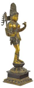 Ardhanarišvára, kovová socha, 20x15x54cm
